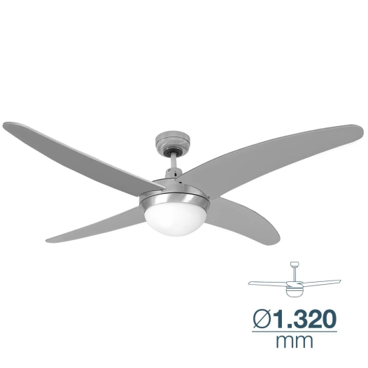 Ventilateur De Plafond Caspio Argent/Nickel Puissance: 60w Pales: Ø132cm Avec Télécommande Edm