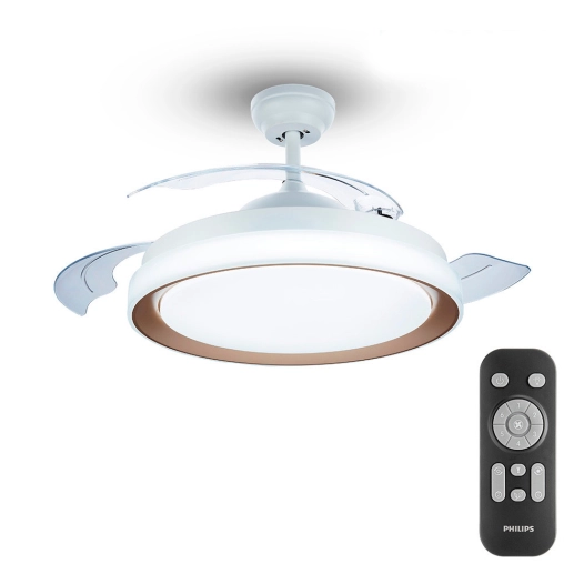 Ventilateur De Plafond À Led Modèle Atlas Doré Puissance: 28+35w Palmes: Ø106cm Avec Télécommande Philips