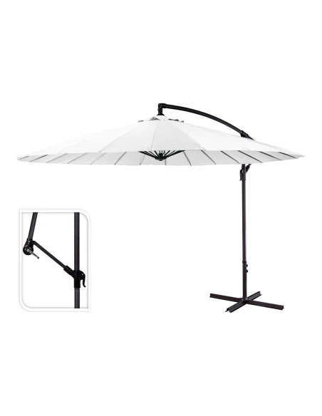 Parasol Excentrique Hauteur Maximale 3m Ø300cm Couleur: Blanc