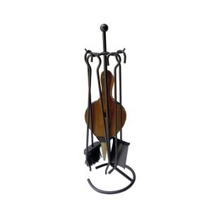 Serviteur De Cheminée Deluxe Noir 5 Pièces H66cm Edm