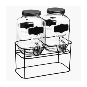 Distributeur De Boissons Double bocaux verre 4 litres