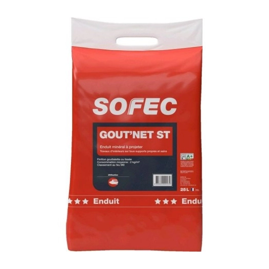 Enduit de projection Gout'net ST finition 25kg blanc - SOFEC