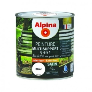 Peinture Multisupport satinée 0.5 litre blanc - ALPINA