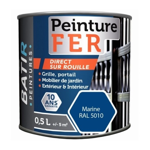Peinture BATIR Fer brillant 2.5 Litre marine - BATIR