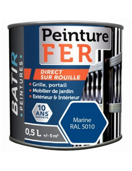 Peinture BATIR Fer brillant 2.5 Litre marine - BATIR