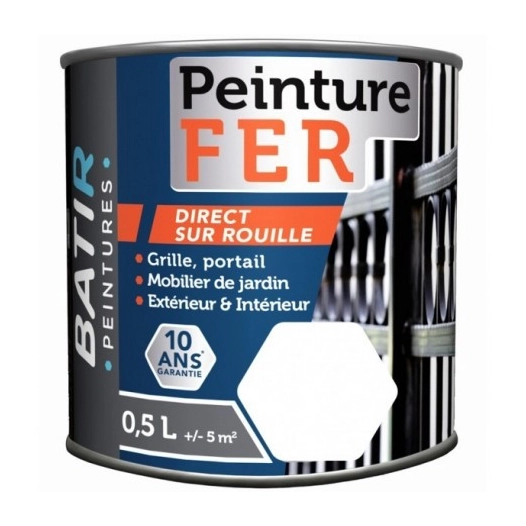 Peinture BATIR Fer satin 2.5 Litre blanc - BATIR