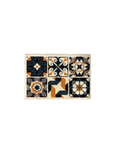 DECORMAT Tapis brosse coco_ikat_noir_40x60cm - DECORMAT