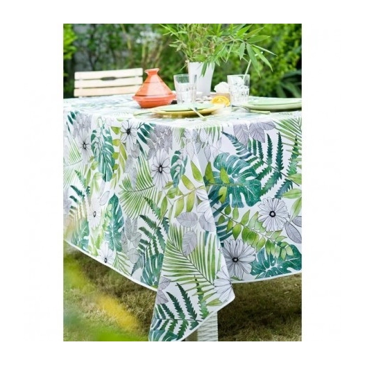 CALITEX Toile cirée rectangulaire_vegetalmix_aqua_140x250cm - CALITEX