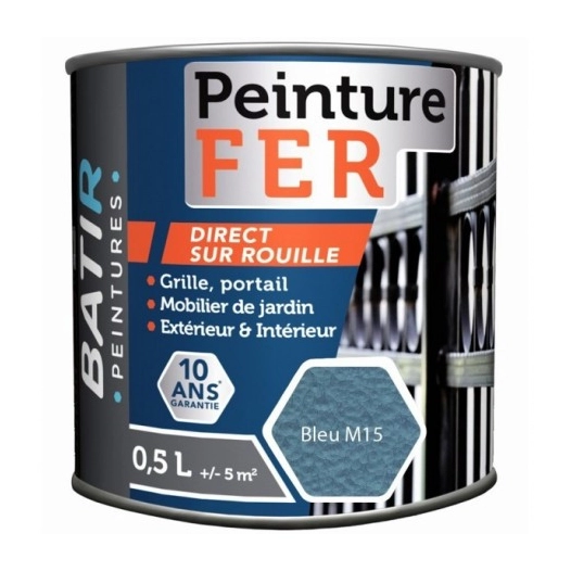 Peinture BATIR Fer martelé 2.5 Litre noir - BATIR