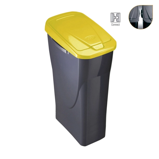 Seau Ecobin 25 Litres Avec Couvercle Jaune 21,5x36x51cm (largeur/profondeur/hauteur)