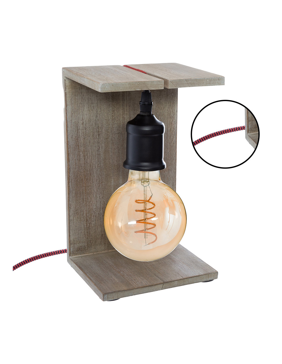 Lampe Modele ''BOX'' En Bois Couleurs Assorties E27 32127