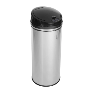 Poubelle Avec Capteur D'ouverture Automatique Modèle Alpha Couleur Argent/Noir 42 Litres
