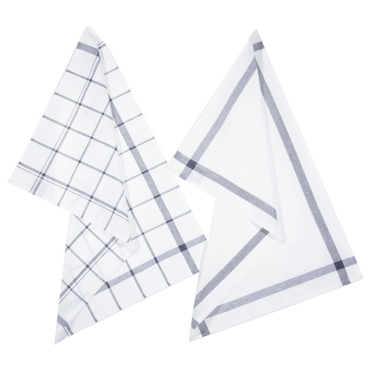 Paquet De 2 Chiffons De Cuisine Modèle Check Bleu 45x70cm