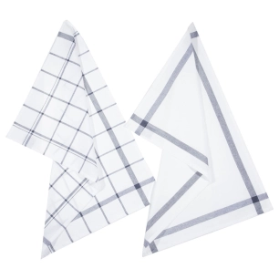 Paquet De 2 Chiffons De Cuisine Modèle Check Bleu 45x70cm