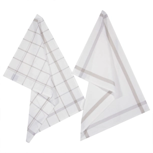 Pack 2 Chiffons Cuisine Couleur Gris 45x70cm