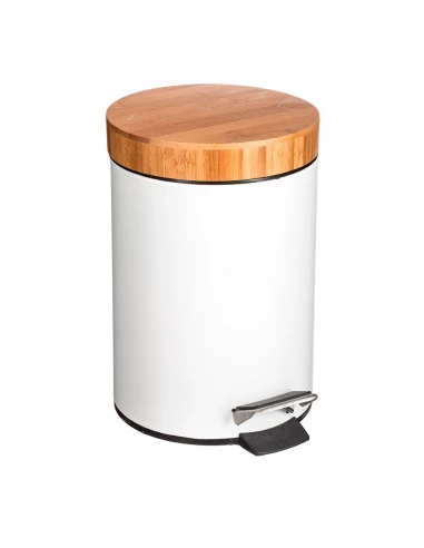 Poubelle De Bain Bambou-Blanc 3l Collection 'NATUREO'