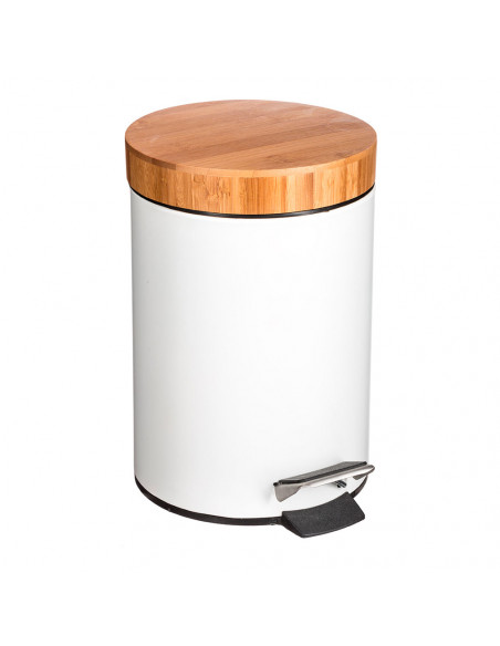 Poubelle Bain Natureo 3L Design naturel bambou et blanc - Générique