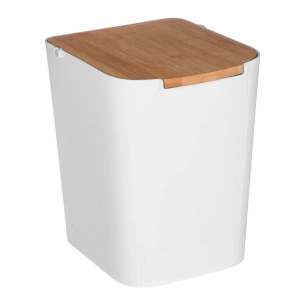Poubelle De Salle De Bain Bambou-Blanc 5l Collection 'BALTIK'