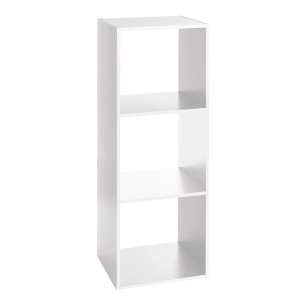 Etagere En Bois Couleur Blanc Pour 3 Caisses De Rangement 34.4x32x100.5cm