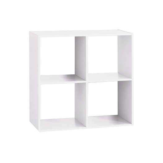 Etagere En Bois Couleur Blanc Pour 4 Caisses De Rangement 67.6x32x67.6cm