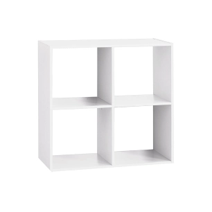 Etagere En Bois Couleur Blanc Pour 4 Caisses De Rangement 67.6x32x67.6cm