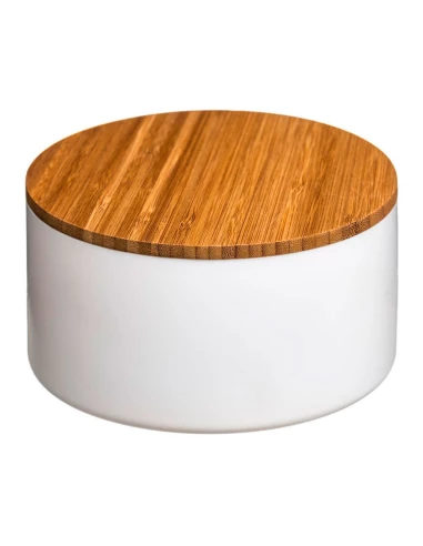 Boîte De Rangement Avec Miroir De Salle De Bain Bambou Blanc Collection 'NATUREO'