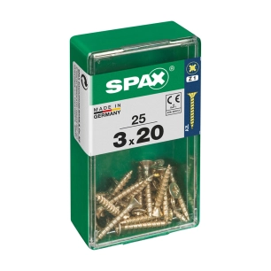 Boîte 25 Unités. Vis A Bois Spax Cab. Plat Yellox 3.0x20mm Spax