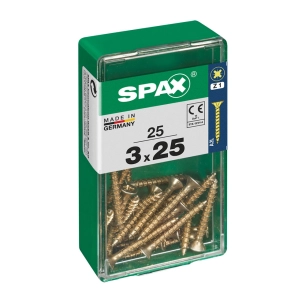 Boîte 25 Unités. Vis A Bois Spax Cab. Plat Yellox 3.0x25mm Spax