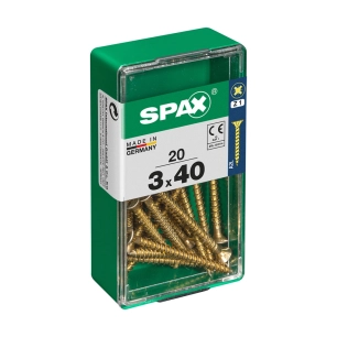 Boîte 20 Unités. Vis A Bois Spax Cab. Plat Yellox 3.0x40mm Spax