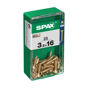 Boîte 25 Unités. Vis A Bois Spax Cab. Plat Yellox 3.5x16mm Spax