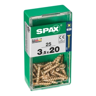 Boîte 25 Unités. Vis A Bois Spax Cab. Plat Yellox 3.5x20mm Spax