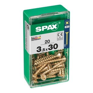 Boîte 20 Unités. Vis A Bois Spax Cab. Plat Yellox 3.5x30mm Spax