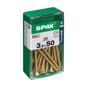 Boîte 20 Unités. Vis A Bois Spax Cab. Plat Yellox 3.5x50mm Spax