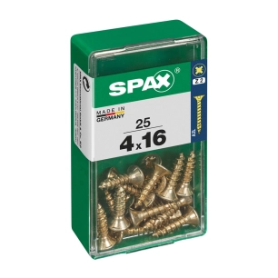 Boîte 25 Unités. Vis A Bois Spax Cab. Plat Yellox 4.0x16mm Spax