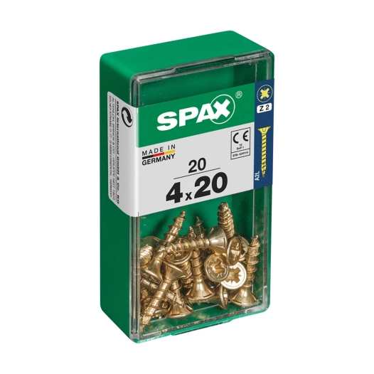 5 Boîte 20 Unités. Vis A Bois Spax Cab. Plat Yellox 4.0x20mm Spax