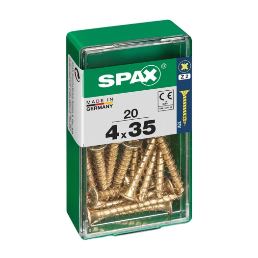 Boîte 20 Unités. Vis A Bois Spax Cab. Plat Yellox 4.0x35mm Spax