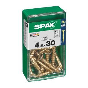 Boîte 15 Unités. Vis A Bois Spax Cab. Plat Yellox 4.5x30mm Spax