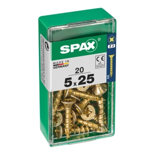 Boîte 20 Unités. Vis A Bois Spax Cab. Plat Yellox 5.0x25mm Spax