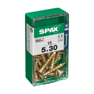 Boîte 15 Unités. Vis A Bois Spax Cab. Plat Yellox 5.0x30mm Spax