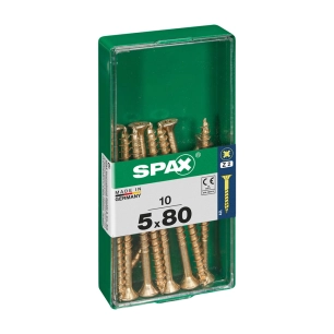 Boîte 10 Unités. Vis A Bois Spax Cab. Plat Yellox 5,0x80mm Spax