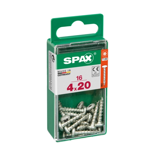 Boîte 16 Unités. Vis A Bois Spax Cab. Ronde Wirox 4.0x20mm Spax