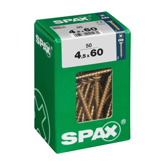 Boîte 50 Unités. Vis A Bois Spax Cab. Plat Yellox 4.5x60mm Spax