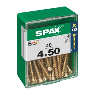 Boîte 40 Unités. Vis A Bois Spax Cab. Plat Yellox 4.0x50mm Spax