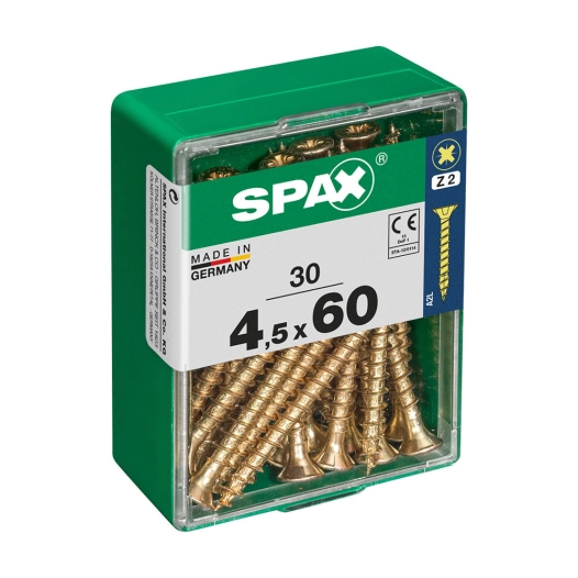 Boîte 30 Unités. Vis A Bois Spax Cab. Plat Yellox 4.5x60mm Spax