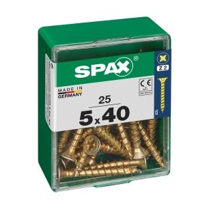 Boîte 25 Unités. Vis A Bois Spax Cab. Plat Yellox 5.0x40mm Spax