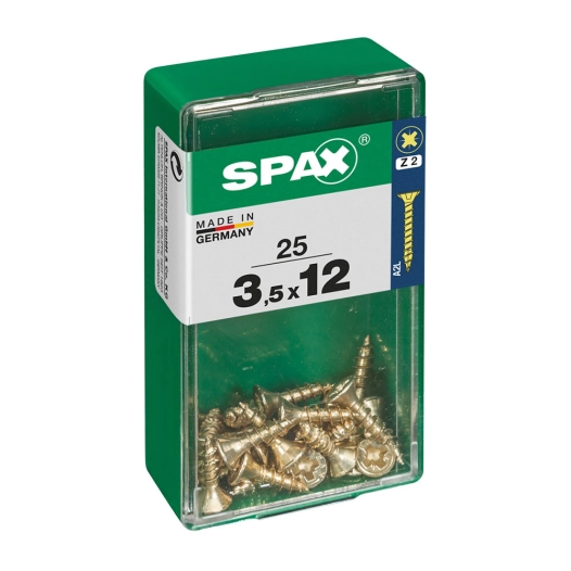 Boîte 25 Unités. Vis A Bois Spax Cab. Plat Yellox 3.5x12mm Spax