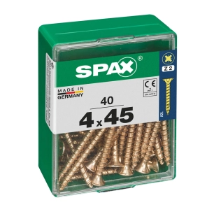 Boîte 40 Unités. Vis A Bois Spax Cab. Plat Yellox 4.0x45mm Spax