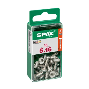 Boîte 16 Unités. Vis A Bois Spax Cab. Ronde Wirox 5.0x16mm Spax