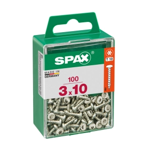 Boîte 100 Unités. Vis A Bois Spax Cab. Ronde Wirox 3.0x10mm Spax