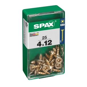 Boîte 25 Unités. Vis A Bois Spax Cab. Plat Yellox 4.0x12mm Spax